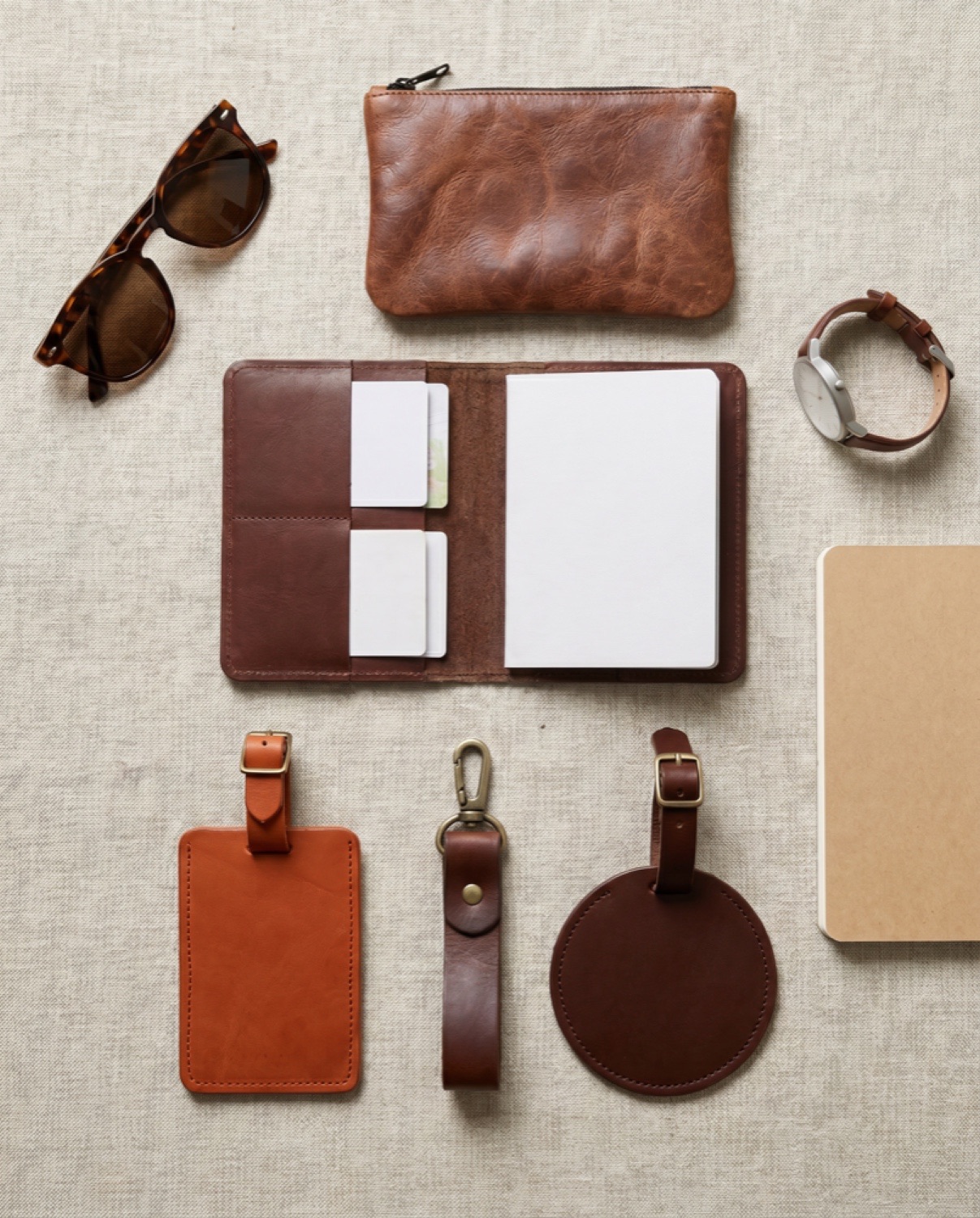 Bandera accessories & travel goods — overhead linen flat-lay